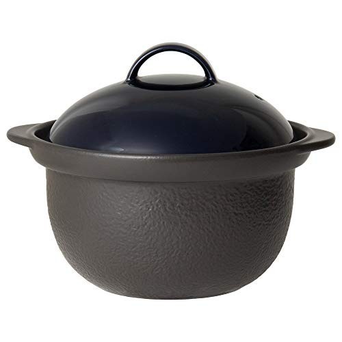 日本初の 土鍋 (中古品)TAMAKI 炊飯鍋 直径25.5×奥行22.2×高 ネイビー 3合用 サーマテック 土鍋