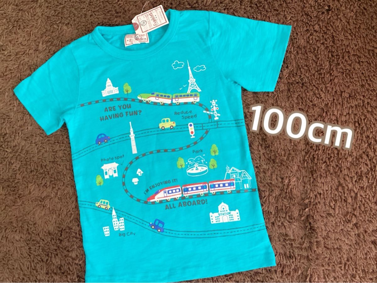 100cm マザウェイズ　乗り物　新幹線　Tシャツ　綿