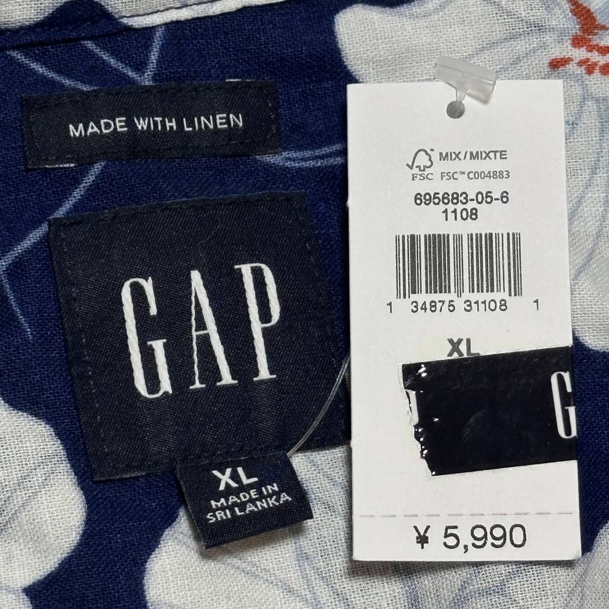 GAP『アロハシャツ』麻リネン・XL サイズ・ギャップ 半袖Tシャツ_画像6