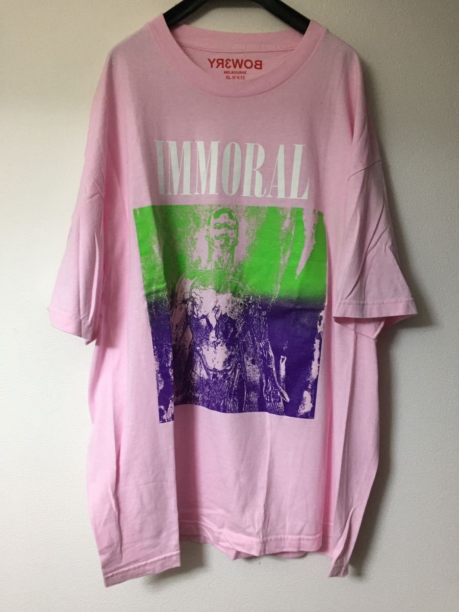 BOW3RY Immoral Tee Pink XL Tシャツ ピンク Sliver グラフィック インディーストリート メルボルン bowery
