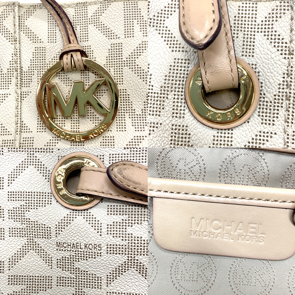 【MICHAEL KORS】マイケルコース シグネチャー　トートバッグ　ホワイト系　20230513