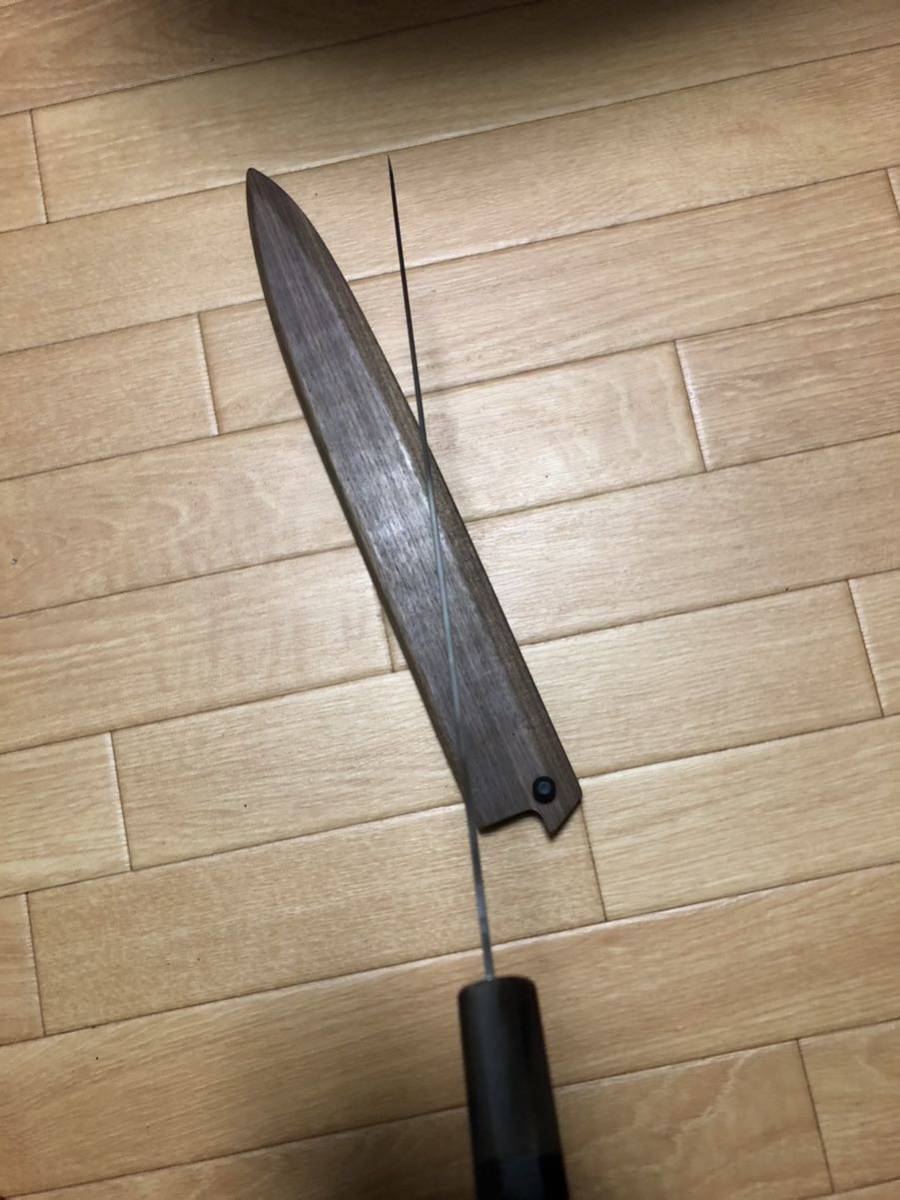 美品 VG10 本焼 尺寸 300 柳刃包丁 極薄 1.6mm フグ引き 河豚 黒檀白
