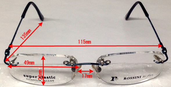 ☆在庫処分！ロッシーニ/ROSSINI メガネフレーム(定価￥23,100円) Hi Flex RG126A リムレス ツーポイント 49□17-135 255 青黒/未使用□NMの画像1