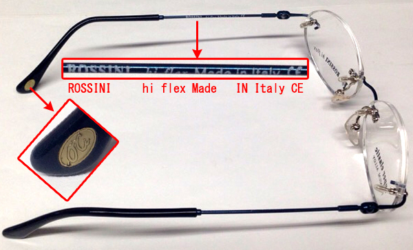 ☆在庫処分！ロッシーニ/ROSSINI メガネフレーム(定価￥23,100) Hi Flex RG128A 255 リムレス ツーポイント 48□17-135 青黒系/未使用□NM