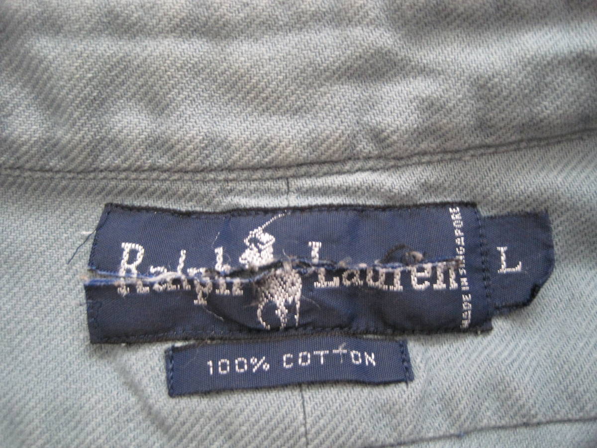 古着 ラルフローレン 90s 　ボタンダウンシャツ　ビックシルエット　L_古着屋で購入時からタグに傷がありました