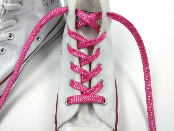 靴紐 シューレース キラキラ 平タイプ 反射 ピンク 110cmの画像5