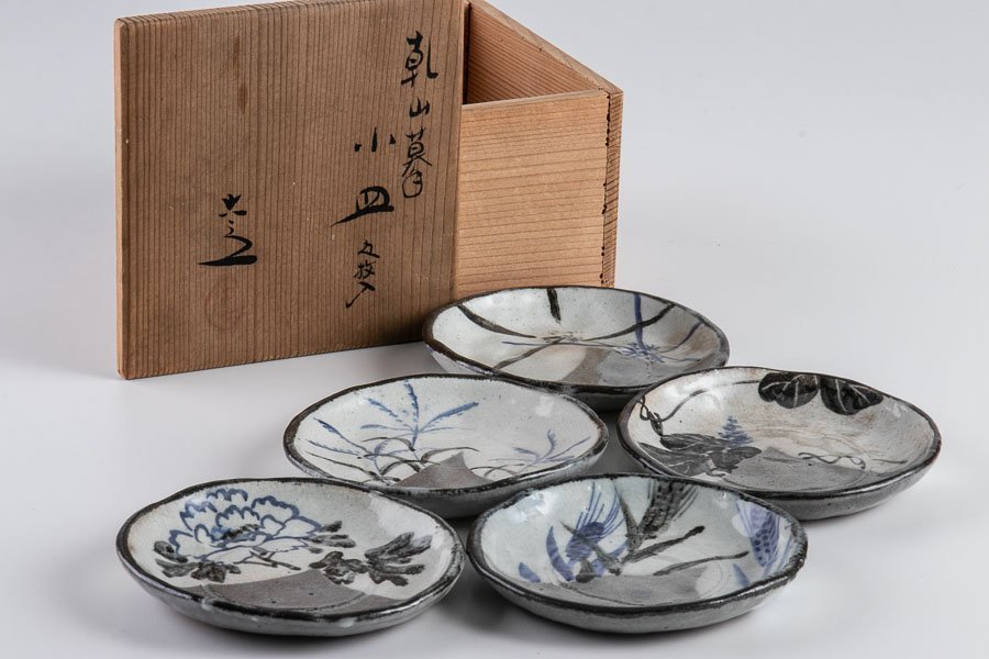 京焼】『 清水六兵衛 (きよみずろくべえ) 乾山写 小皿 5客 共箱 14356