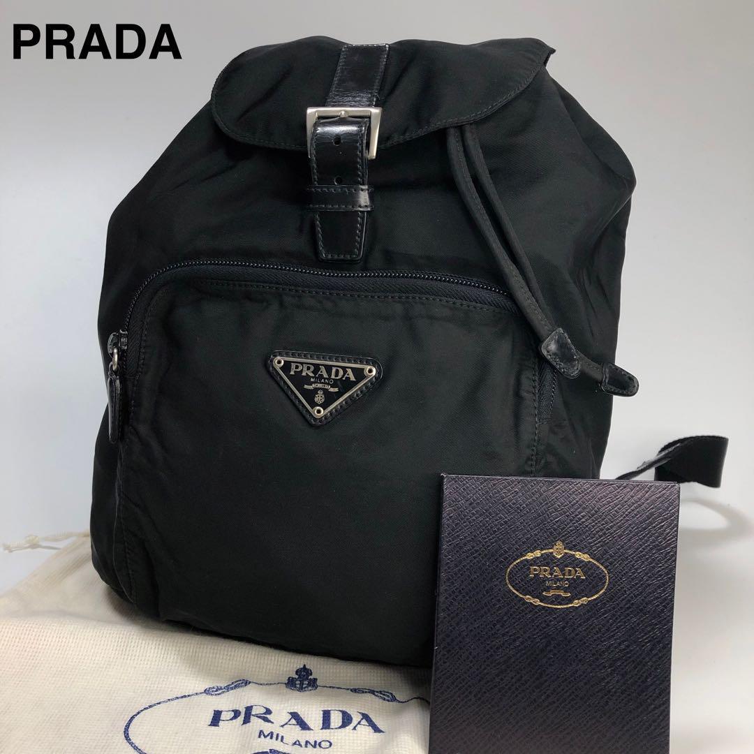 プラダ PRADA レザー ナイロン バッグパック リュック 三角ロゴプレート-