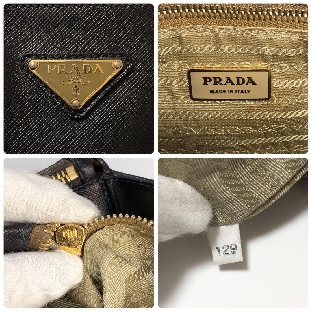 美品】プラダ PRADA 三角ロゴ サフィアーノ 黒 ブラック ガレリア