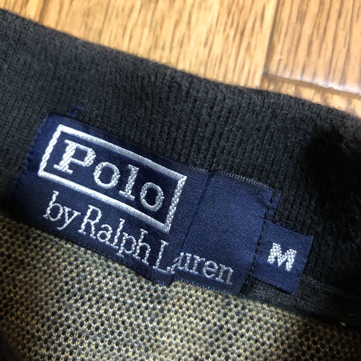 90s POLO RALPH LAUREN ポロシャツ チェック 緑 茶 Mサイズ 古着 ラルフローレン 刺繍_画像2