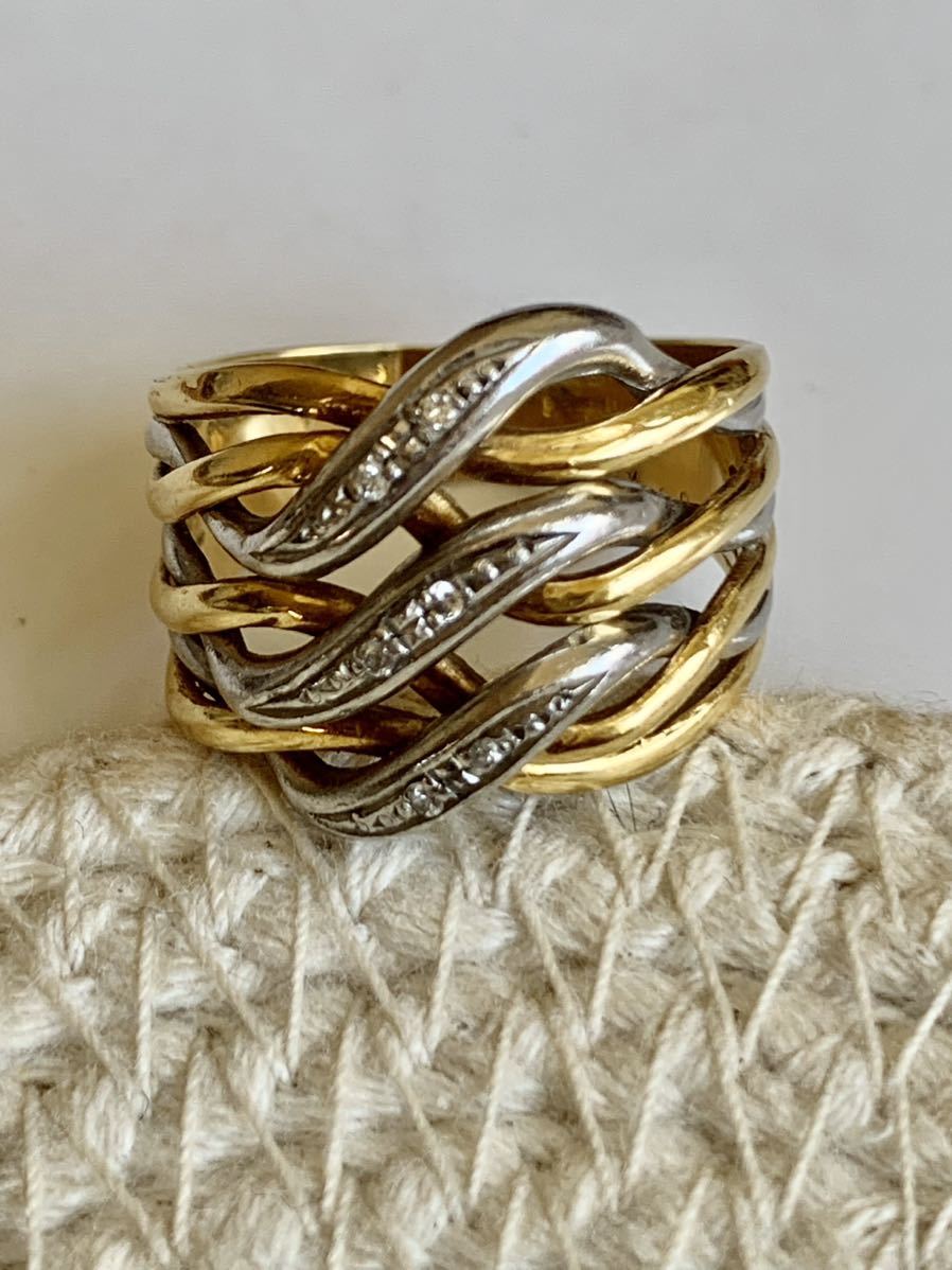 ダイヤリング PT900・K18コンビ 13号 ☆0.04ct ☆6g | inmano.com.br