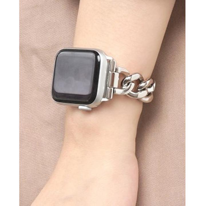 Apple Watch バンド 42 44 45mm メタルバンド チェーン 銀