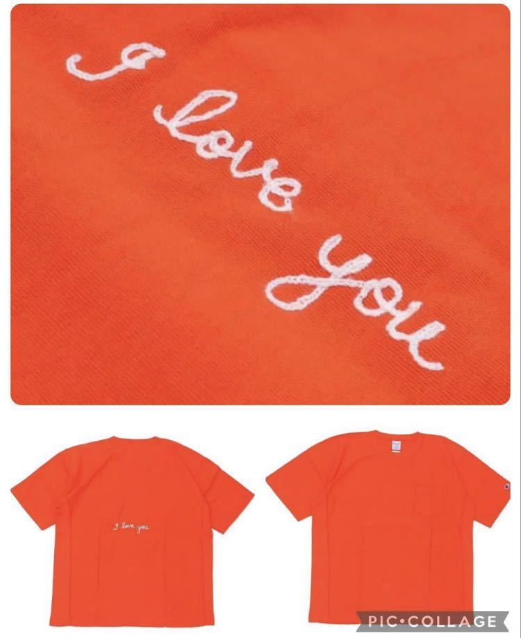 チャンピオン ロンハーマン Tシャツ Champion for RHC Reverse weave“I Love you”Tee オレンジ Mサイズ 新品