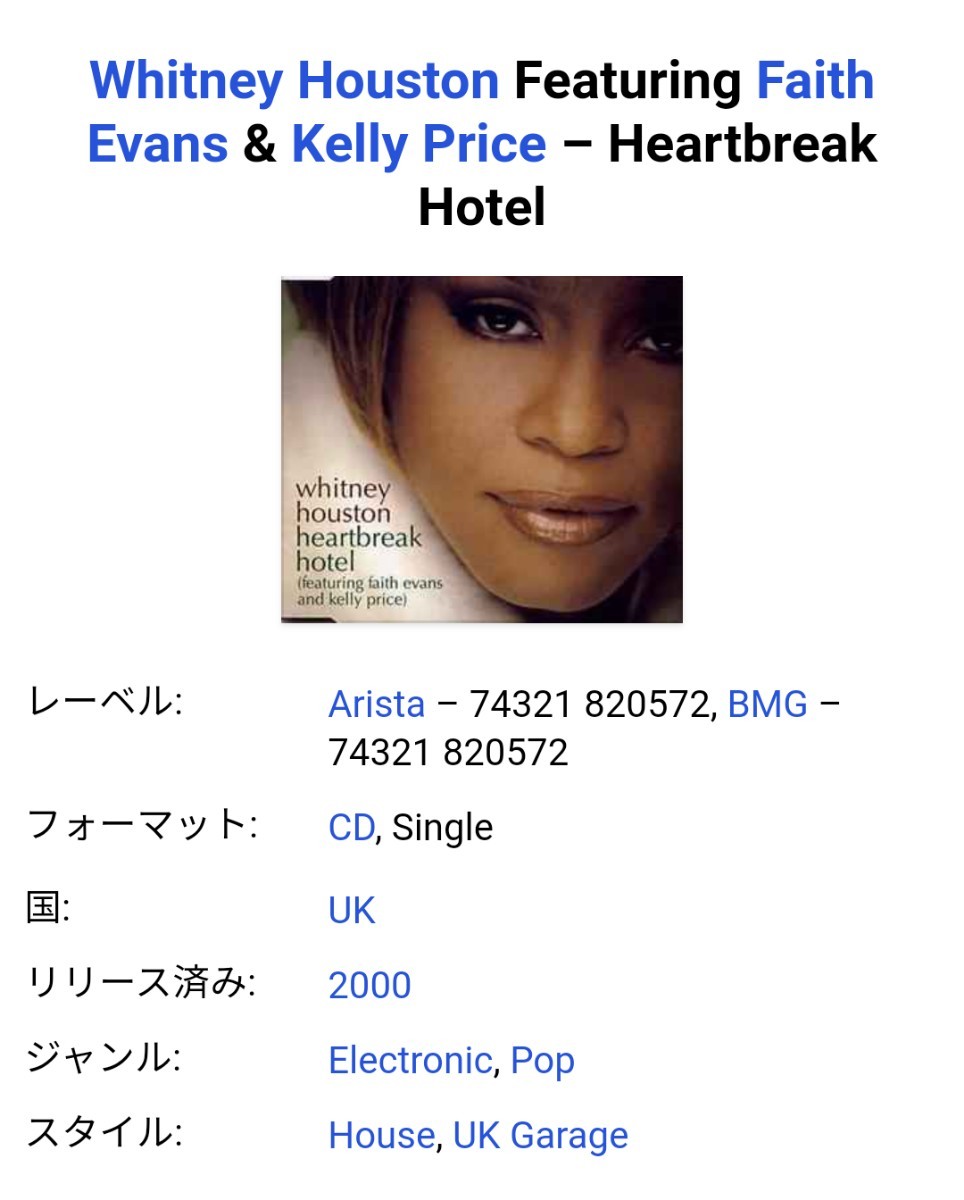 Whitney Houston Feat. Faith Evans,Kelly Price Heartbreak Hotel ホイットニー・ヒューストン_画像4