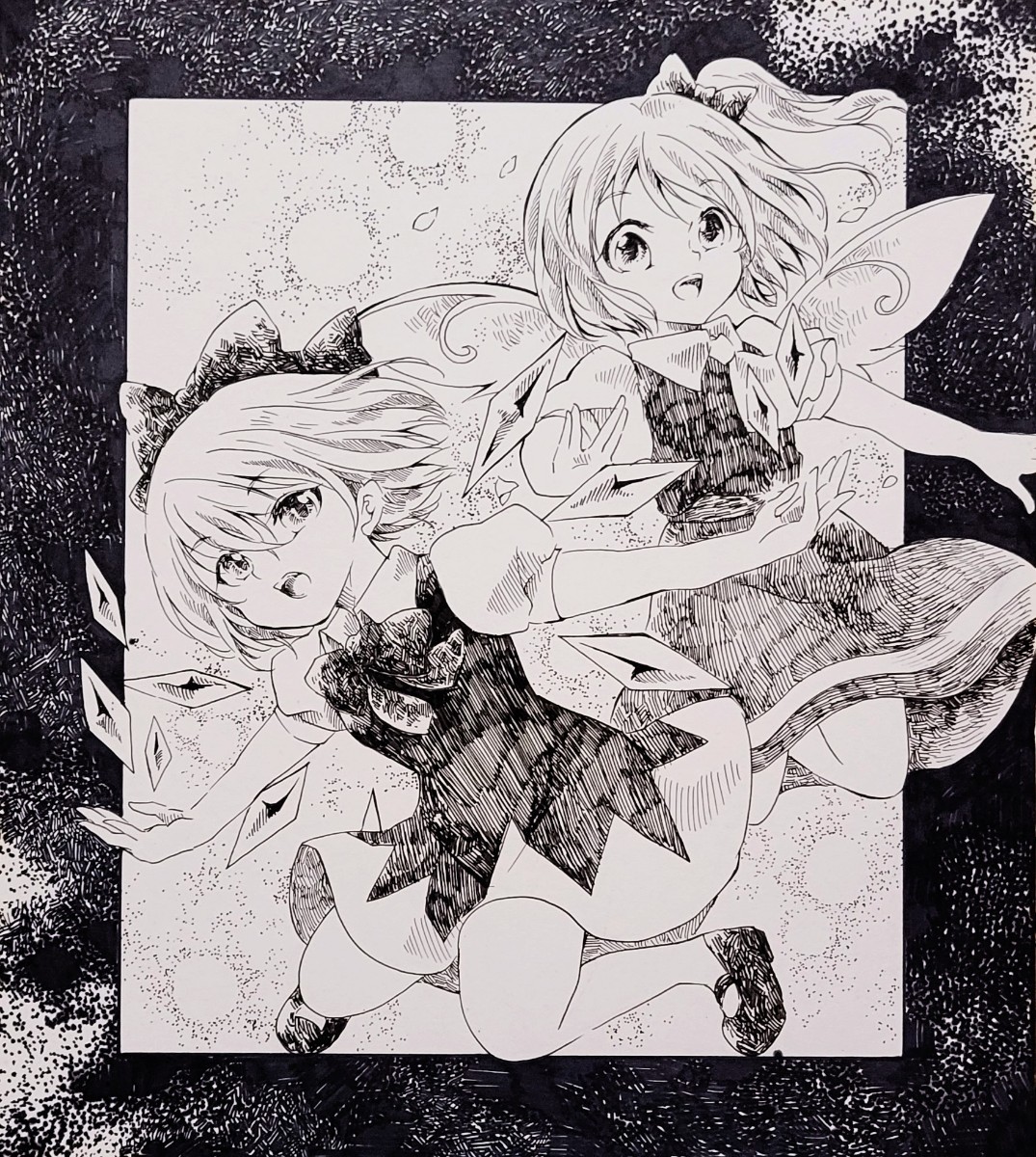 手描きイラスト ミニ色紙 鈴蘭の妖精さん Yahoo!オークション - 同人手描き東方イラスト「チルノ・大妖精