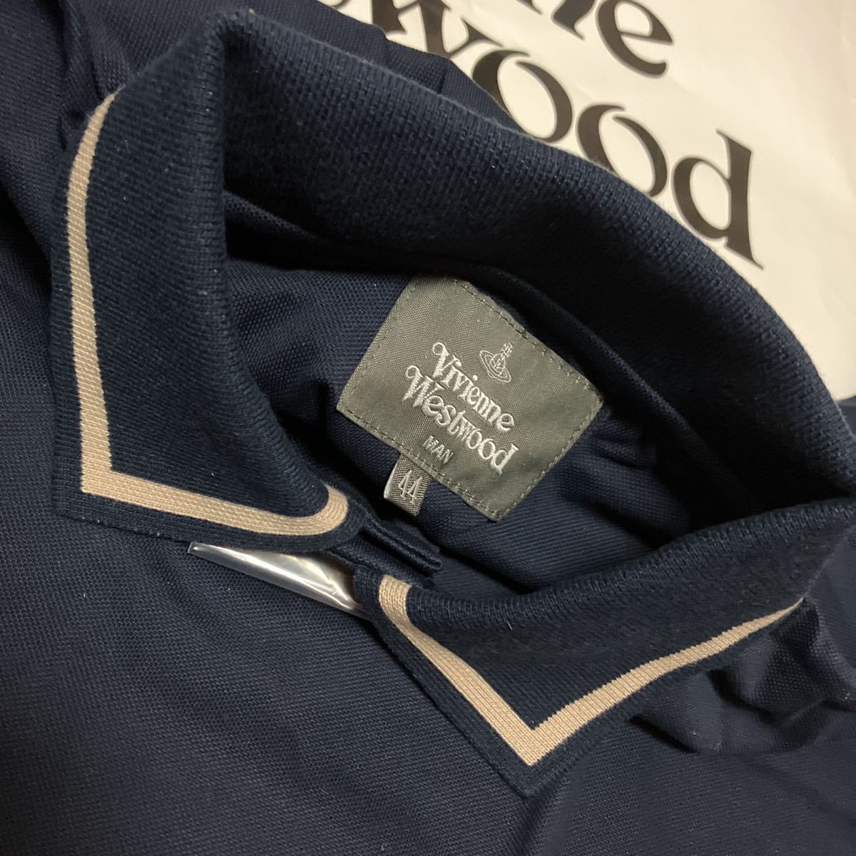 送料込 新品 Vivienne Westwood 半袖ポロシャツ44（M相当） 紺② 日本
