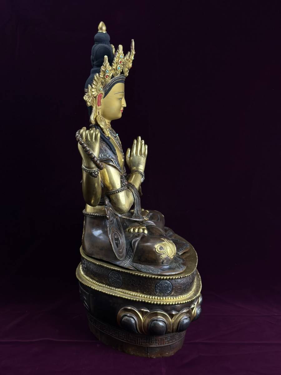 仏像 観音菩薩像 仏教美術 銅製-