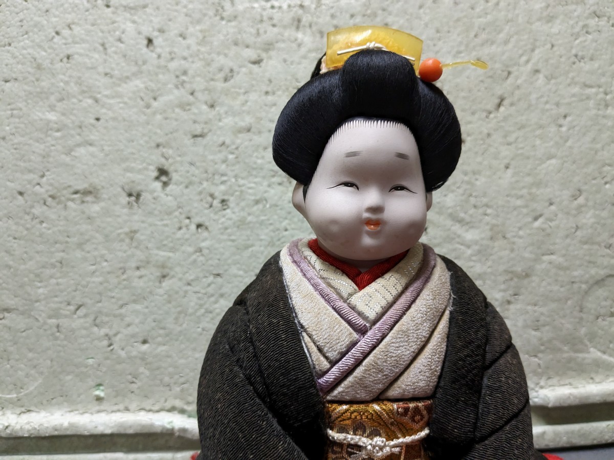 日本人形 お福さん 人形 市松人形 木目込み人形 縮緬 古い 高さ 日本人形 お福さん 人形 市松人形 木目込み人形 縮緬 古い 高さ