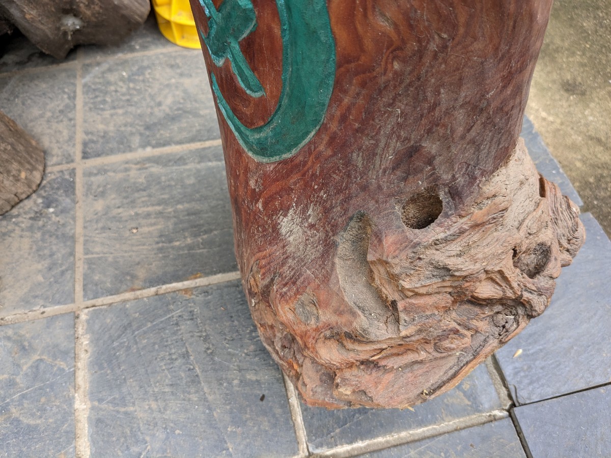 古い　木彫り　高さ約70センチ　お福さん　田の神　木製　縁起物　福の神　魔除け　あそこの形_画像9