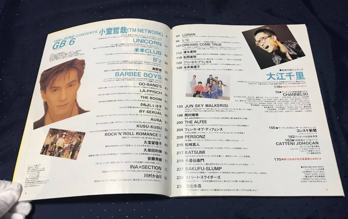 1990年6月号★音楽雑誌 GB ギターブック 表紙小室哲哉 特集JUN SKY WALKER(S) UNICORN B’z他_画像2