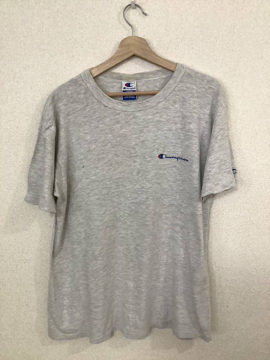 Champion チャンピオン　ロゴプリントTシャツ　半袖Tシャツ　アメカジ　ストリート　霜降り　グレー　古着_画像1