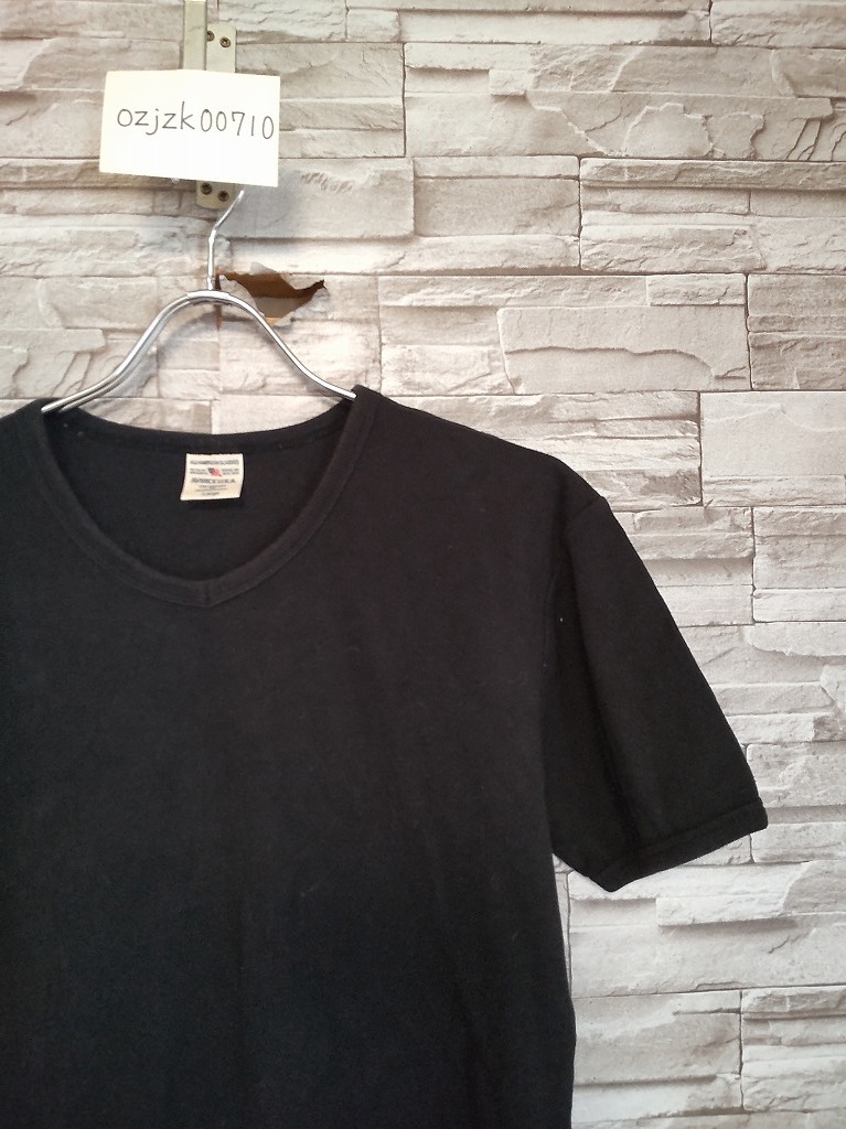 men's E537 AVIREX アヴィレックス 定番 Vネック 半袖 Tシャツ L ブラック リブTシャツの画像1