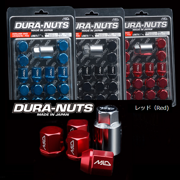 RAYS 国産 ロックナット ホイールナット P1.5 16個 ショートナット デュラナット レッド 赤 DURA-NUTS ジュラルミンナット MID_画像1