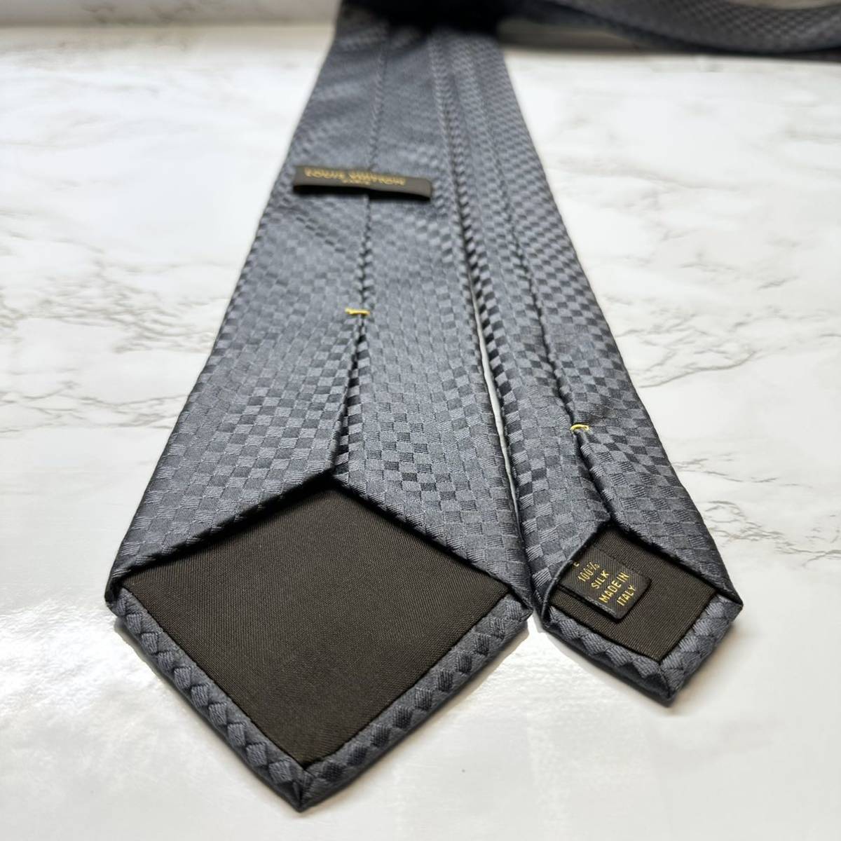 極美品 レア LOUIS VUITTON ネクタイ シルク100% マイクロダミエ LV