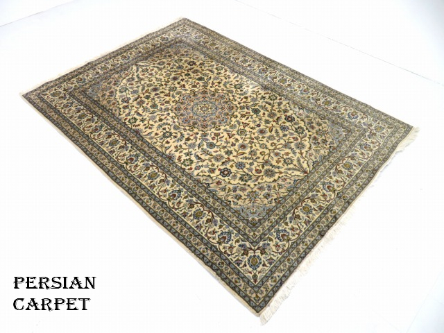☆r5f768☆展示品☆ペルシャ絨毯☆カシャーン産☆ウール☆高級