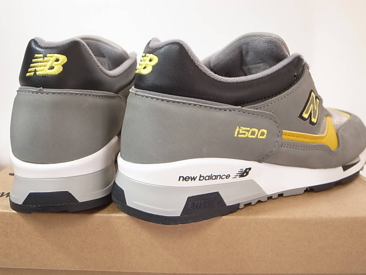 【送料無料 即決】日本未発売 NEW BALANCE UK製 M1500GGY 23.5cm  US5.5新品BRINGBACK限定オールレザー復刻カラーGRAYグレーxイエロー英国製