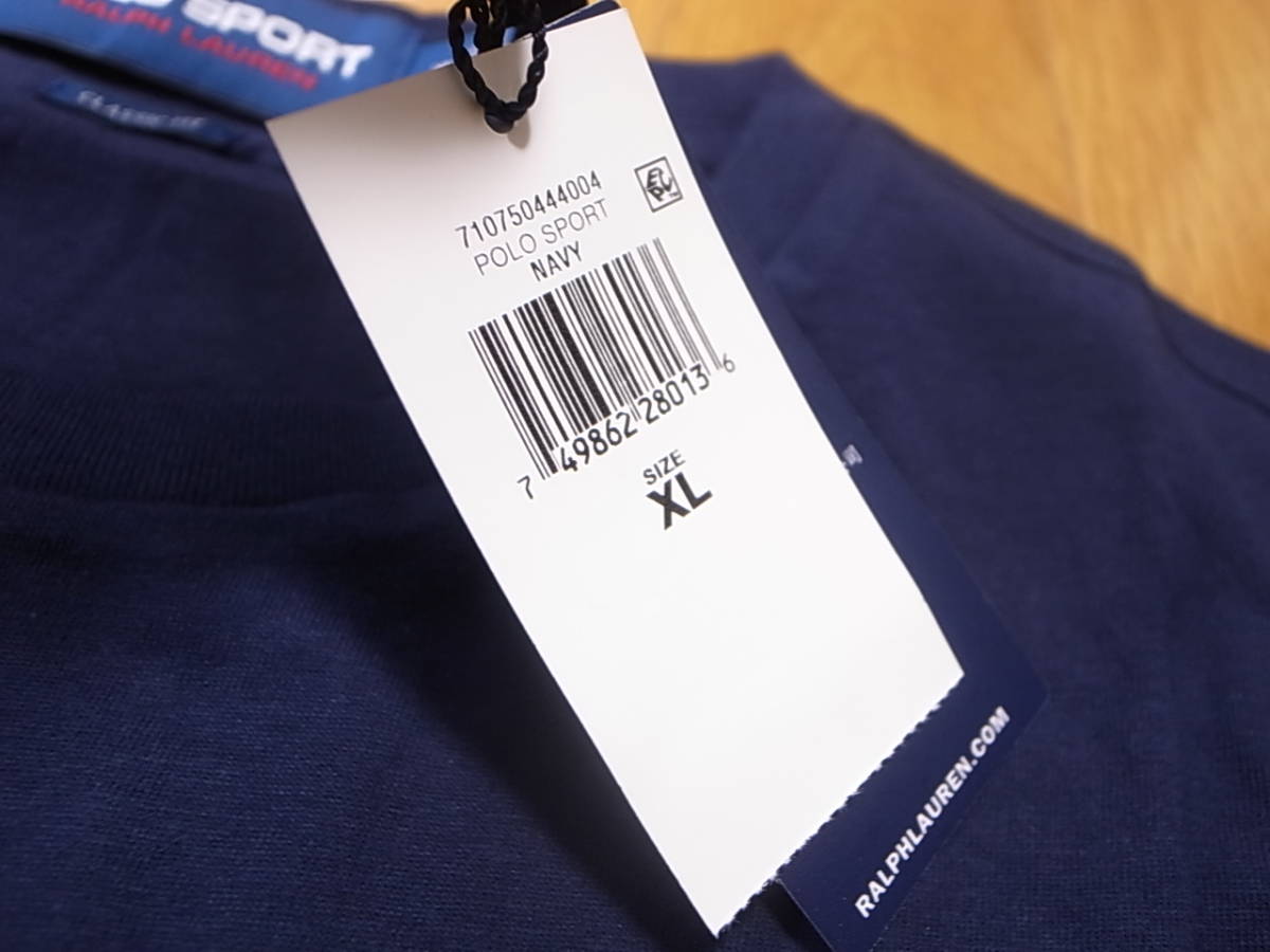 【送料無料 即決】POLO SPORT RALPH LAUREN 復刻 ポロスポーツ ラルフローレン LOGOロゴ USAアメリカ星条旗 TシャツTee ネイビー紺 XL 新品_画像6