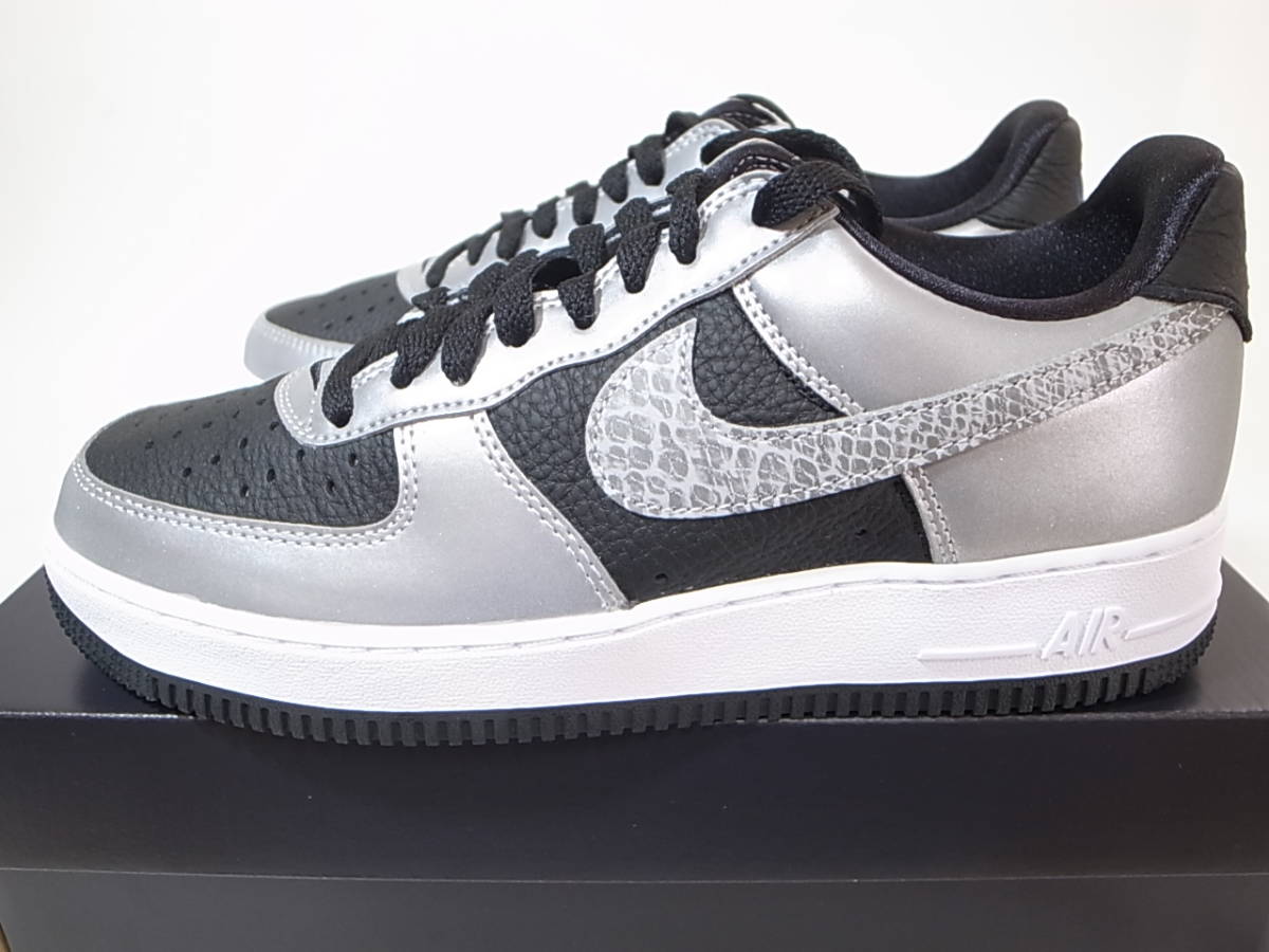 【送料無料 即決】NIKE AIR FORCE 1 Bシルバースネーク 26cm US8 新品 3Mリフレクティブ SILVER SNAKE 黒蛇 エアフォース1ヘビ柄DJ6033-001