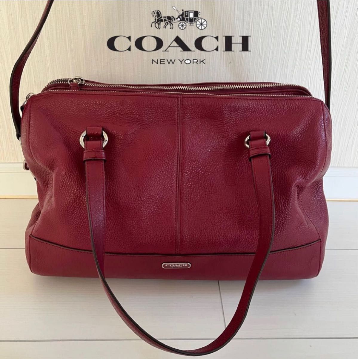 限定値下げ coachコーチ 2wayトートバッグ トリプルジップ 三層