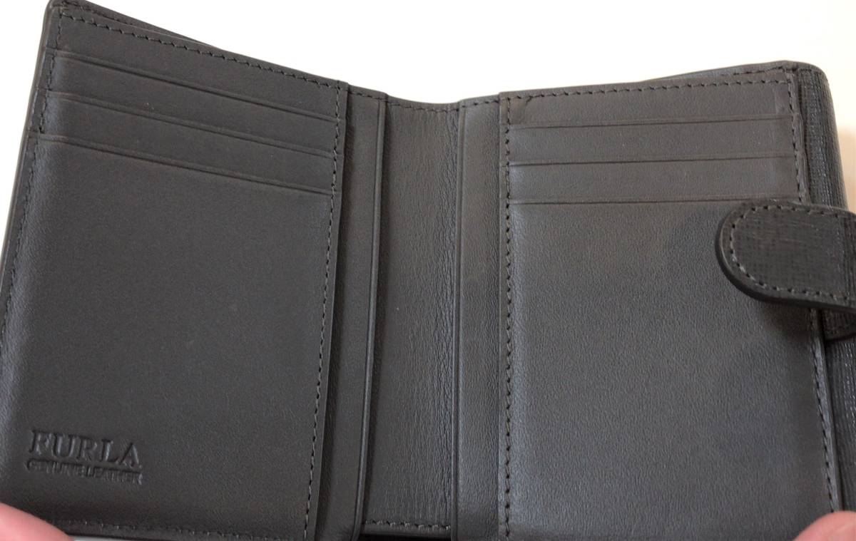 FURLA Furla leather wallet 2. folding purse gray JS-346603