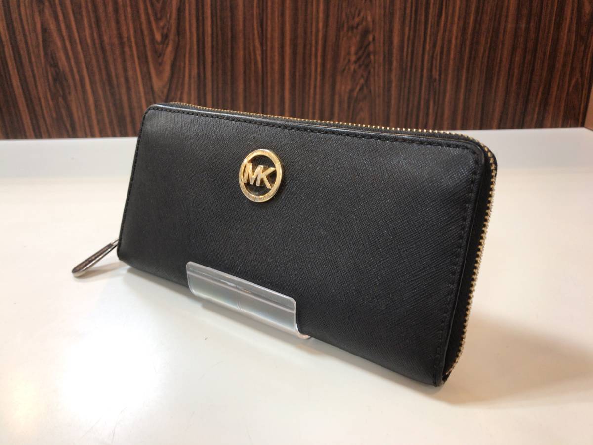 MICHAEL KORS マイケルコース レザーロングウォレット 長財布 ラウンドジップ ブラック 25H3GTVZ3L JS-340461_画像1