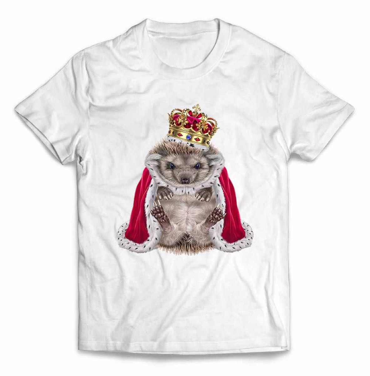 日本人気超絶の 猫 ネコ ぽっちゃり 王様 キング 王子様 王冠 長袖 Tシャツ