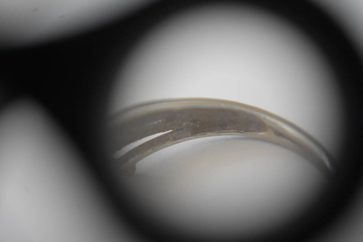 うぶ品 K18、Pt900刻印 石付リング 18金プラチナコンビ 指輪 約３．２ｇの画像6