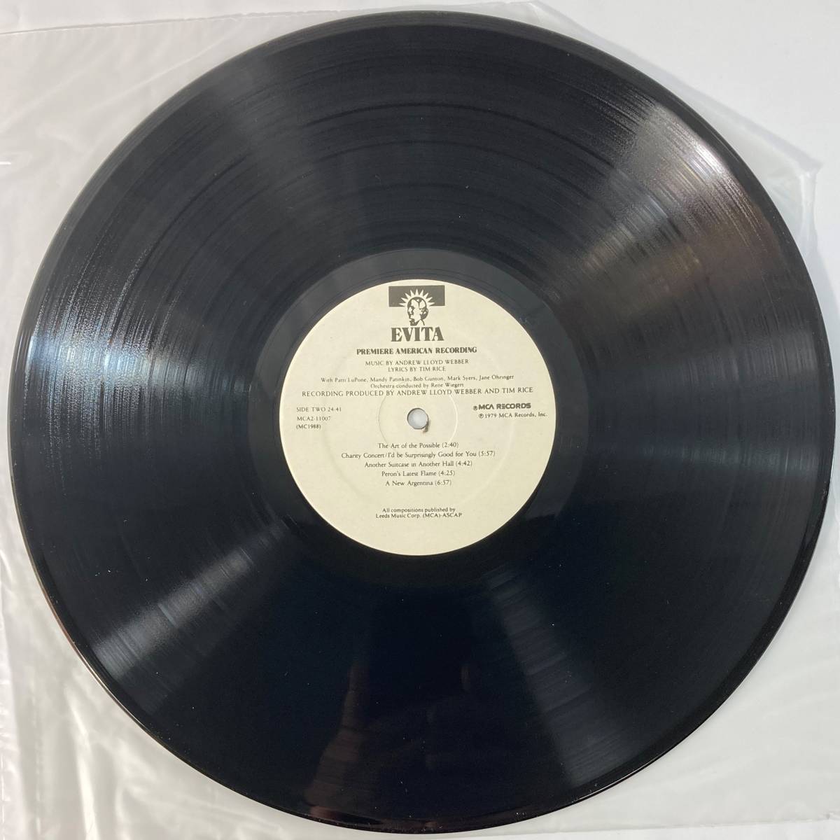 エヴィータ (Premiere American Recording, 1979) アンドリュー・ロイド・ウェバー 米盤LP 2枚組 MCA Cutout 見開き 未使用に近い_画像5