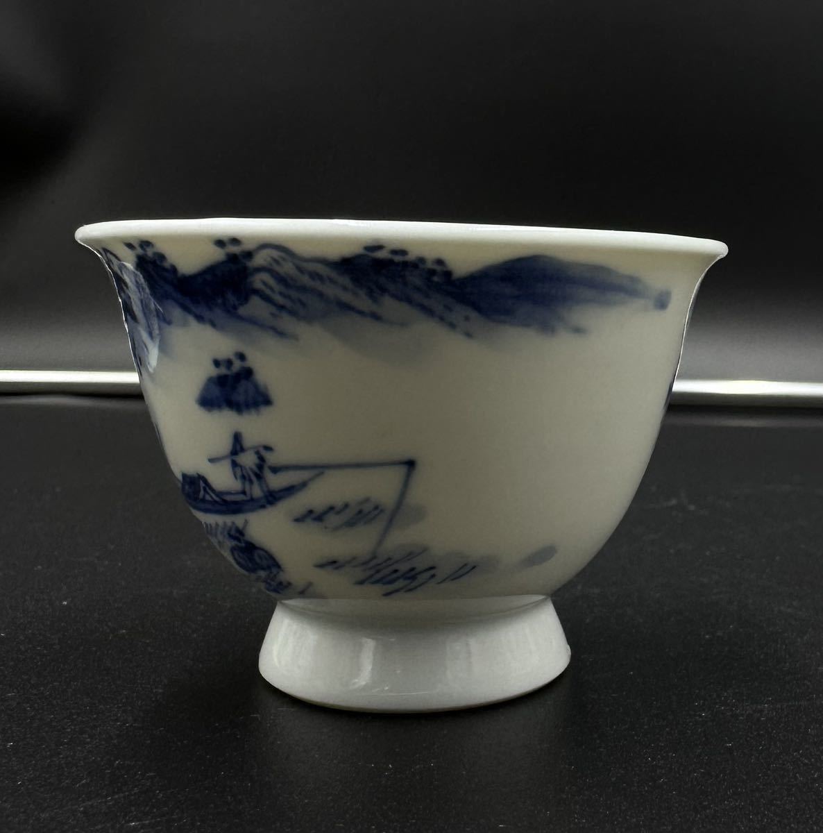 KF1515】 平安春峰煎茶道具煎茶器宝瓶湯冷し煎茶碗染付煎茶揃共箱
