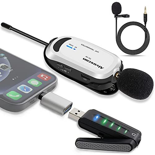 ワイヤレスマイク USB Alvoxcon 無線マイク ピンマイク iPhoneパソコン Androidイヤホン端子付きPCマイク UHF 録音