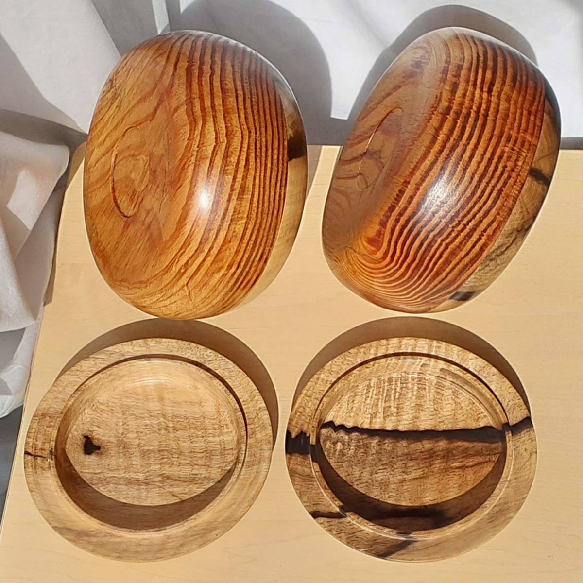 碁笥 黒柿(クロガキ)と肥松(コエマツ) 幅16.5cm 特大碁笥 碁石入れ