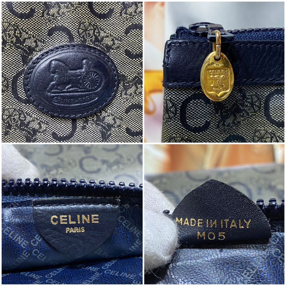 希少 VINTAGE OLD CELINE ポーチ 馬車柄 PVC×レザー ブラゾン 希少 VINTAGE OLD CELINE ポーチ 馬車柄 PVC×レザー ブラゾン