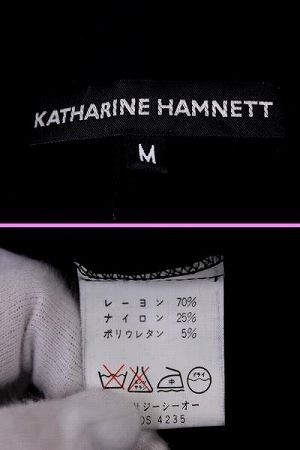 ■美品 キャサリン ハムネット KATHARINE HAMNETT シャツ ワンピース ミニ丈 長袖 Ｍサイズ 黒 ブラック F3853_画像3