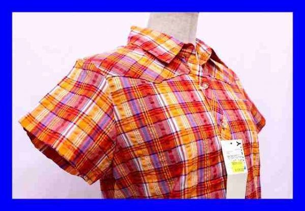 # новый товар не использовался с биркой Roxy Roxy рубашка блуза cut and sewn короткий рукав в клетку M размер красный красный orange белый белый F3840