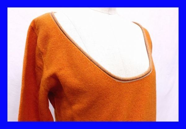 * beautiful goods I I.M ke-iiMK Michel Klein MICHEL KLEIN sweater knitted long sleeve ound-necked 38 orange clothes F4176