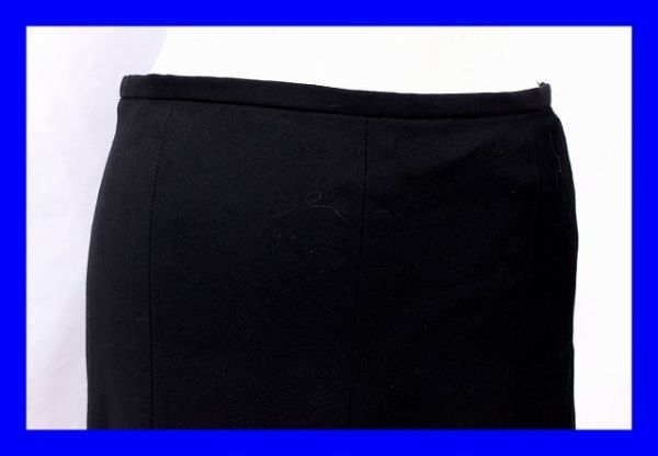 美品 ラルフ・ローレン Ralph Lauren フレアロングスカート マーメイド 黒 ブラック ７ ウール混 絹 シルク混F4193