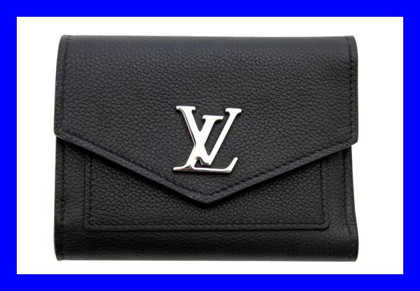 ●新品未使用品 ヴィトン VUITTON LVロゴ三つ折財布 箱付 M62947 ポルトフォイユ マイロックミー コンパクト ウォレット 黒レザー 革 Z3387