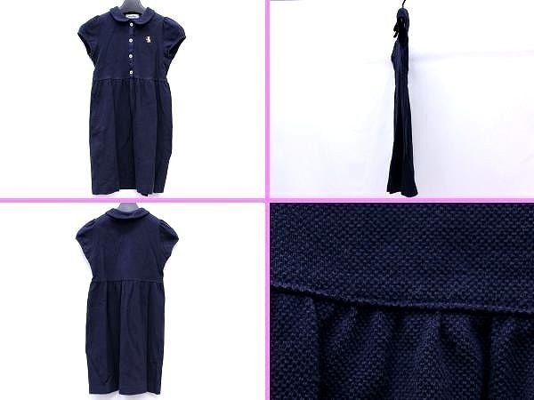 ●美品 ファミリア Familiar ワンピース ポロシャツ 半袖 １２０ ネイビー 紺 子供 キッズ 女の子 服 F4301_画像2