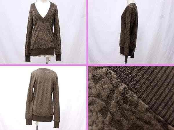 ●美品 ミッシェルクラン MICHEL KLEIN セーター ニット 長袖 Ｖネック ３８ ブラウン 茶色 レディース 服F4146_画像2