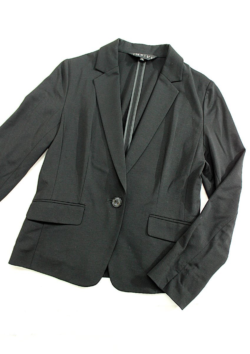  прекрасный товар INDIVI/ Indivi стрейч одиночный кнопка tailored jacket чёрный 38 aj544